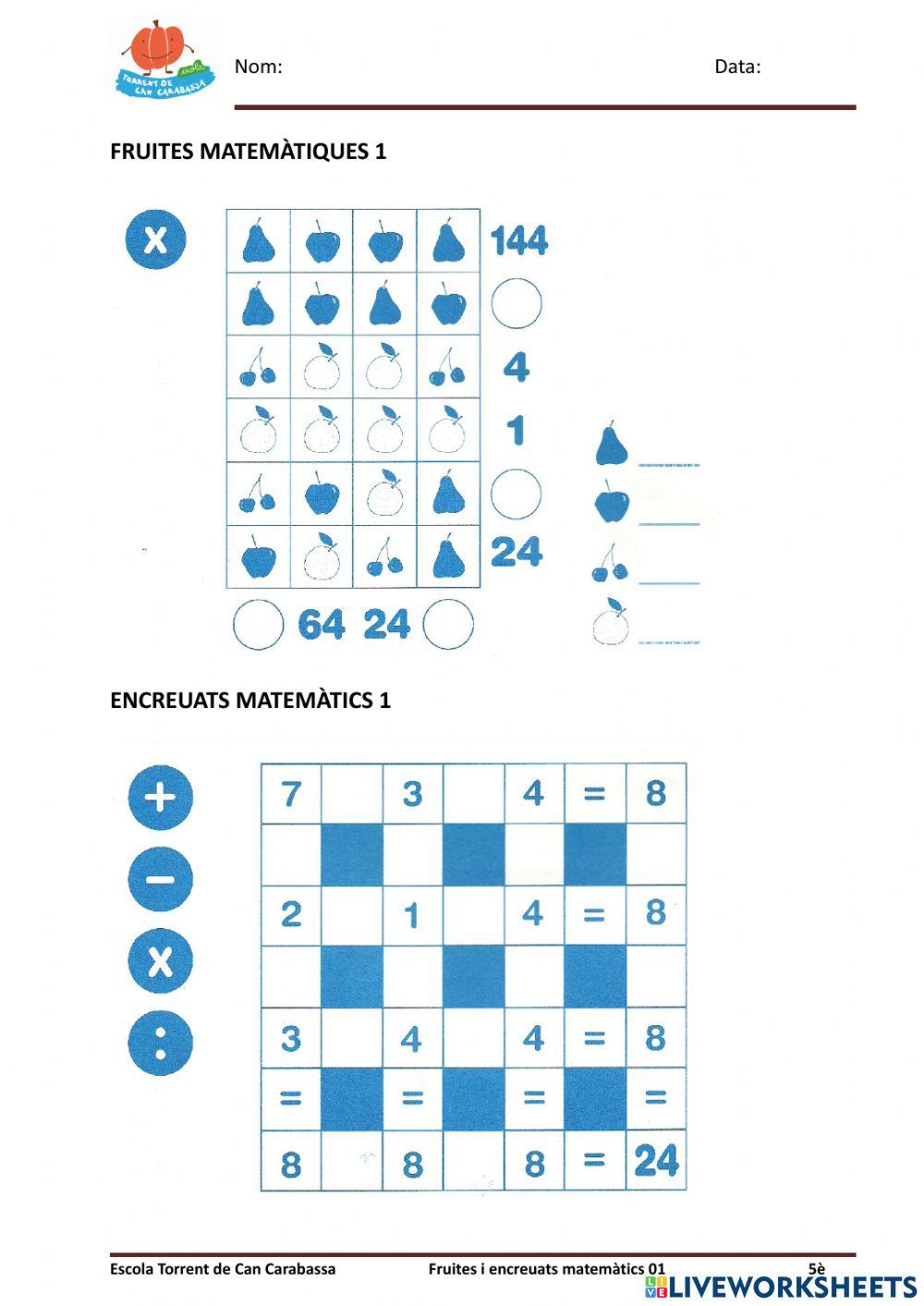 01. fruites i encreuats matematics