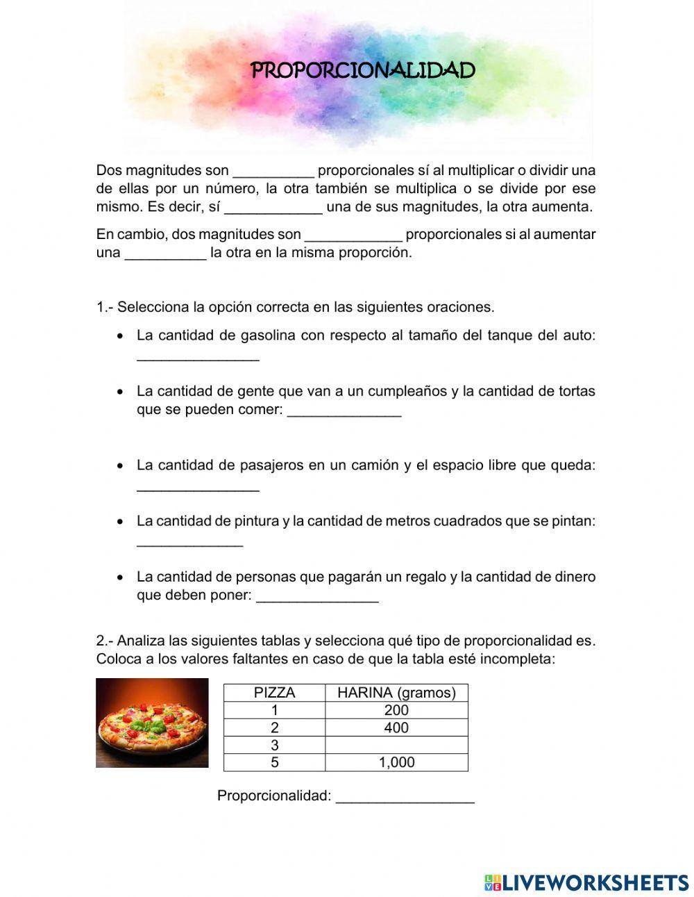 Proporcionalidad directa e inversa