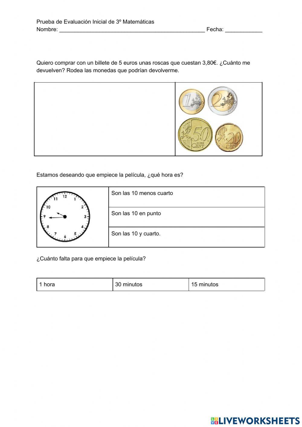 Evaluación Inicial 3º Primaria
