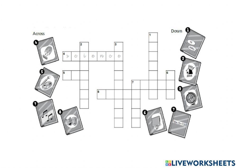 Crossword school subjects