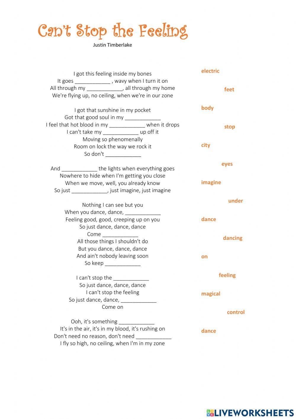 Can't stop the feeling