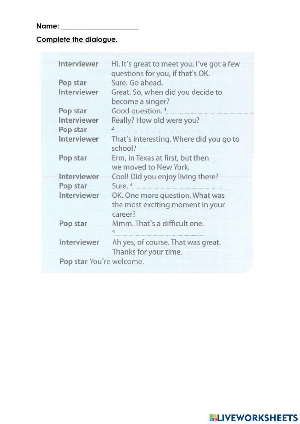 An interview with a famous person.