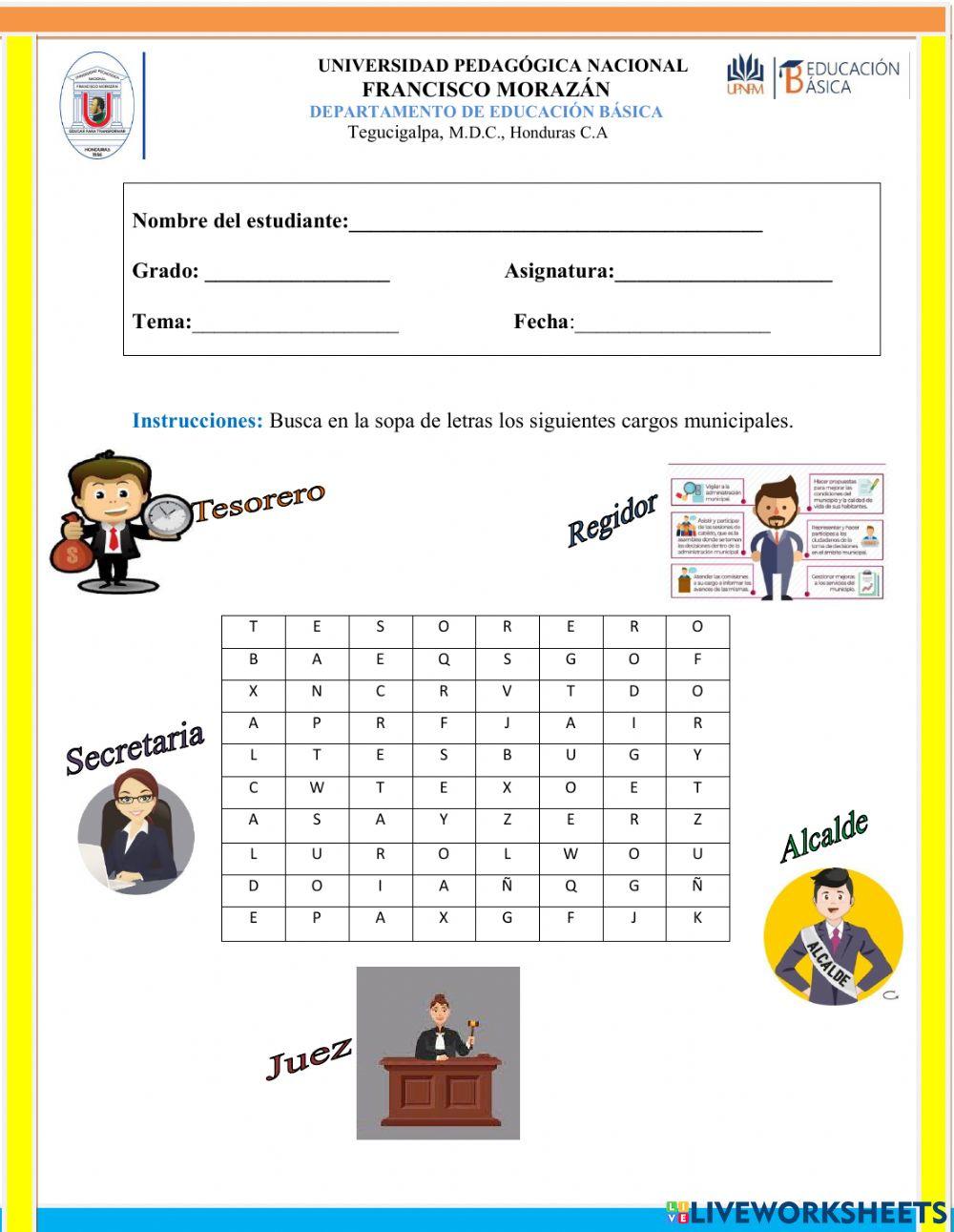 Sopa de letra de cargos de mi comunidad