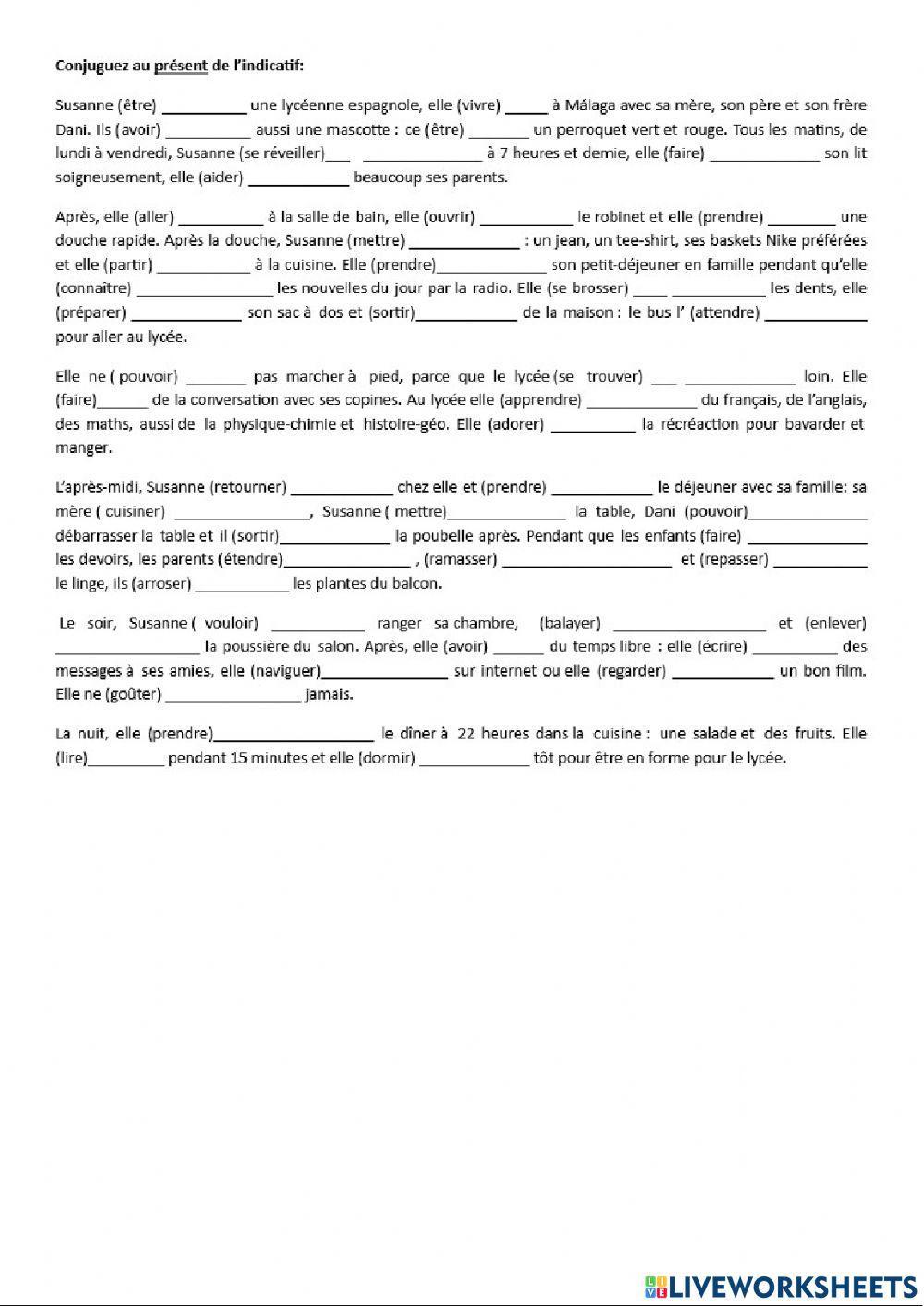 La routine : les 3 groupes au présent de l'uindicatif
