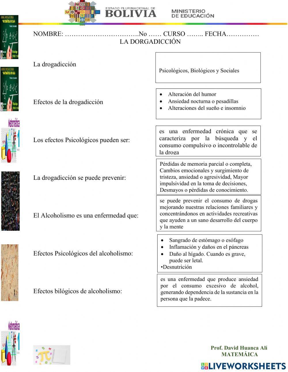 La Drogadicción y el alcoholismo