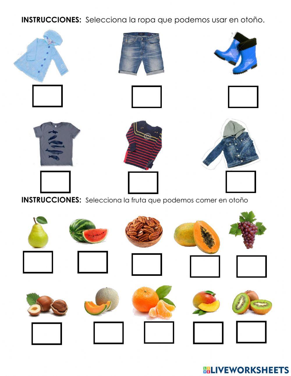 Ropa y comida del otoño