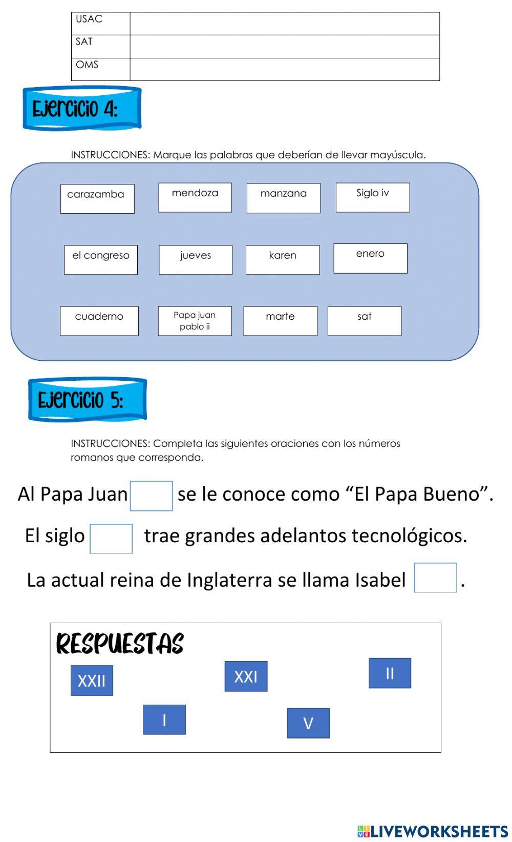 Uso de las Mayúsculas