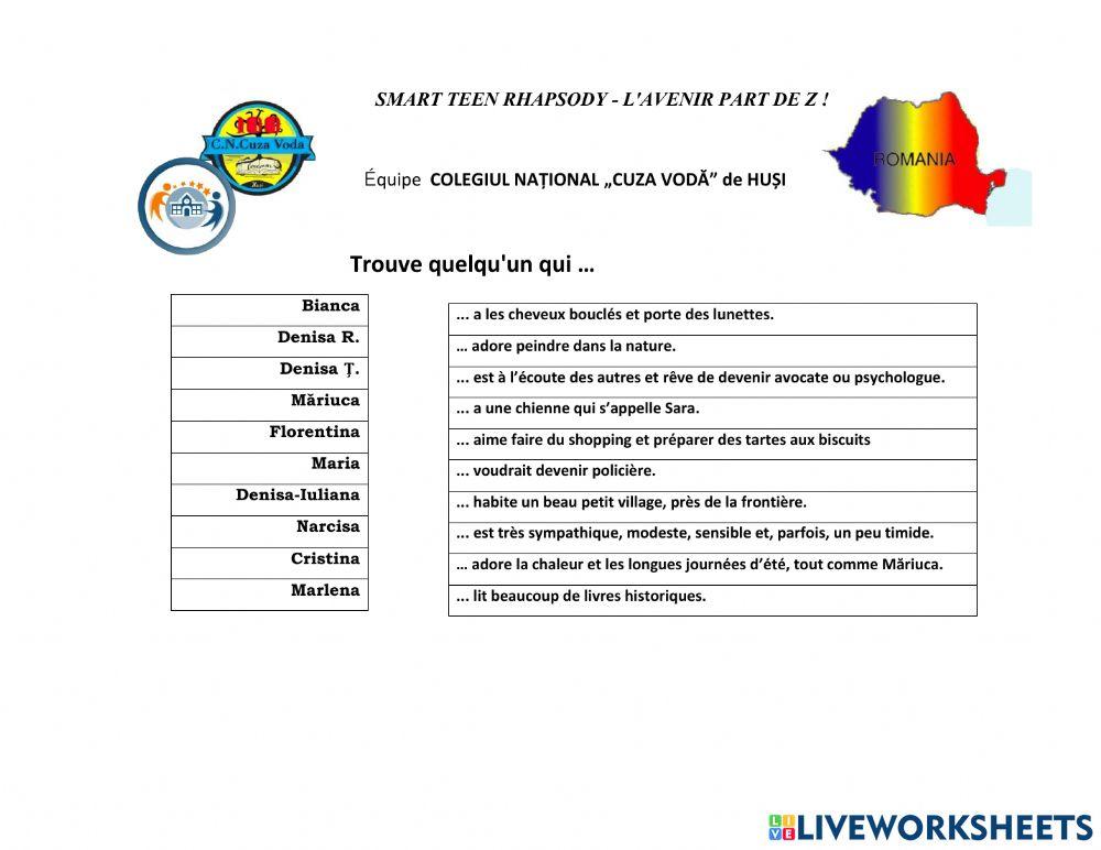 Trouve quelqu'un qui ...