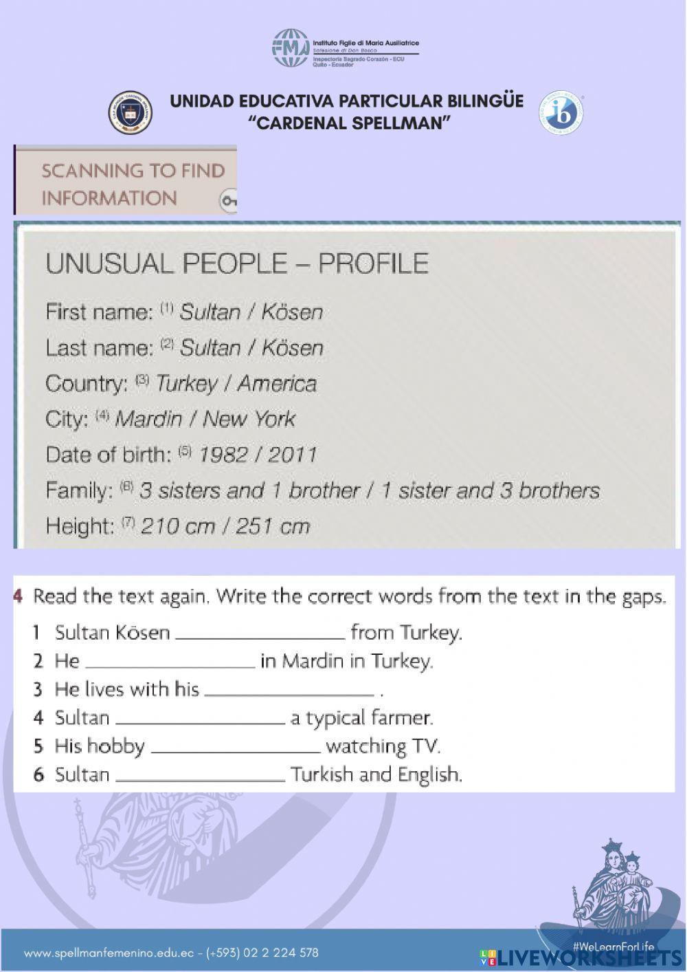 Unlock- Unit 1 People - Reading 2