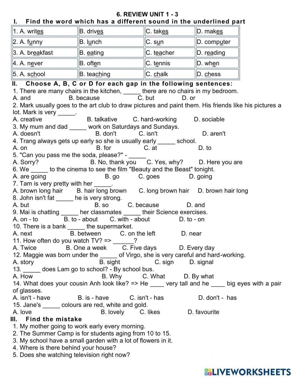 6 td u1 3 worksheet Live Worksheets