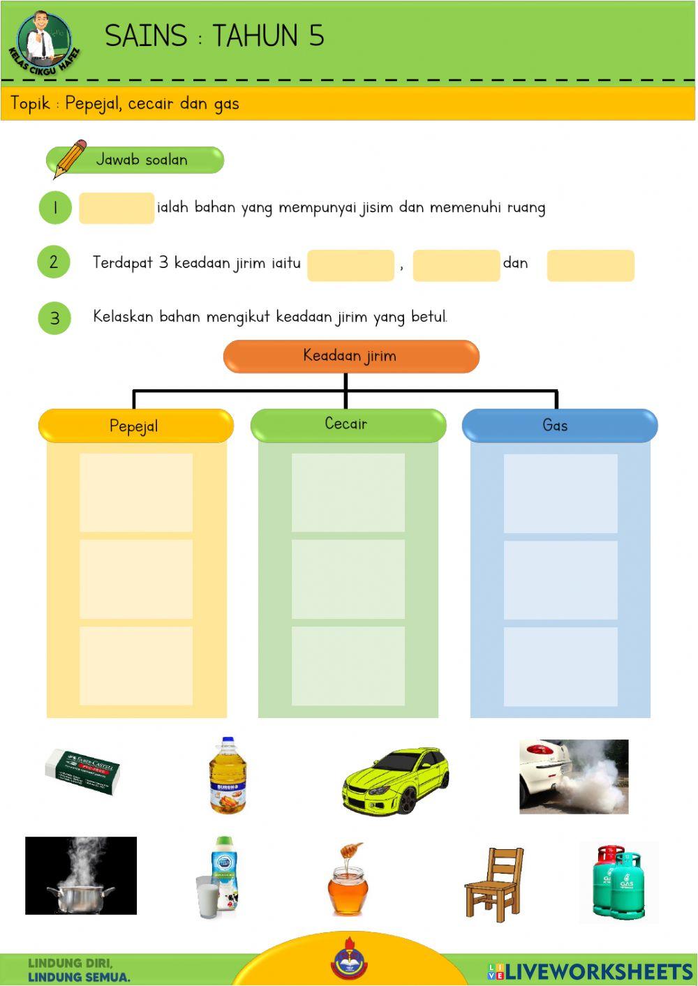 Sains T5 - Pepejal, cecair dan gas