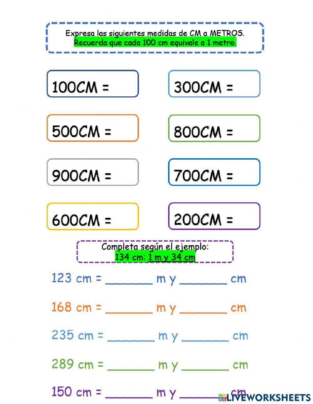 Medidas de longitud m y cm