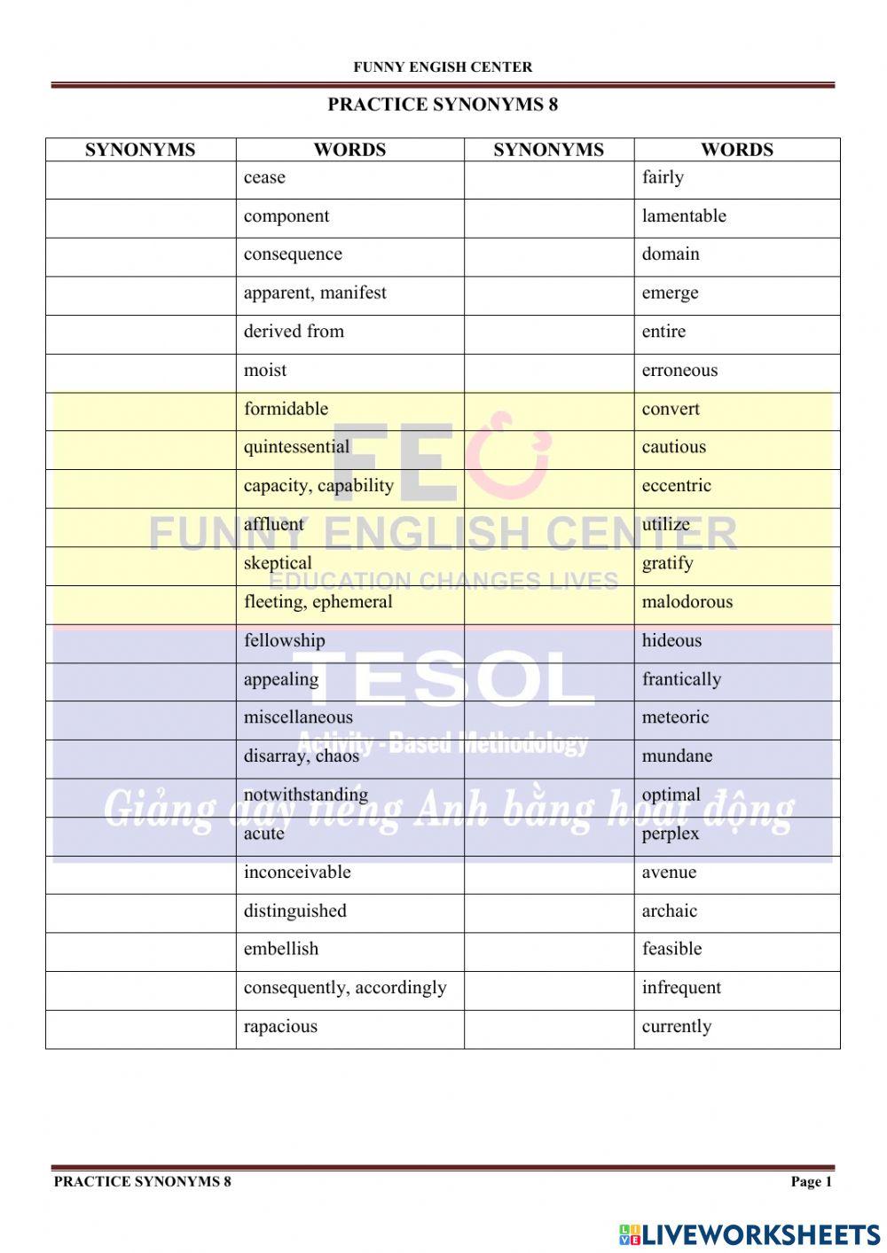 practice-synonyms-8-nguyen-huu-tai-live-worksheets