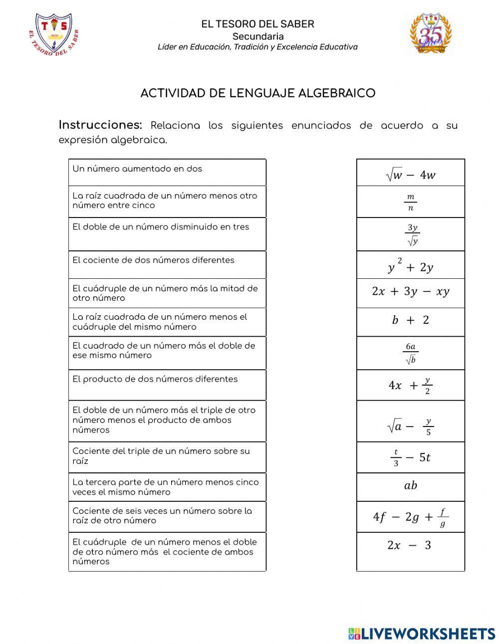 Expresiones algebraicas