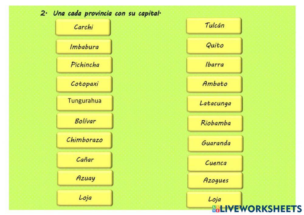 Provincias y capitales de la Sierra