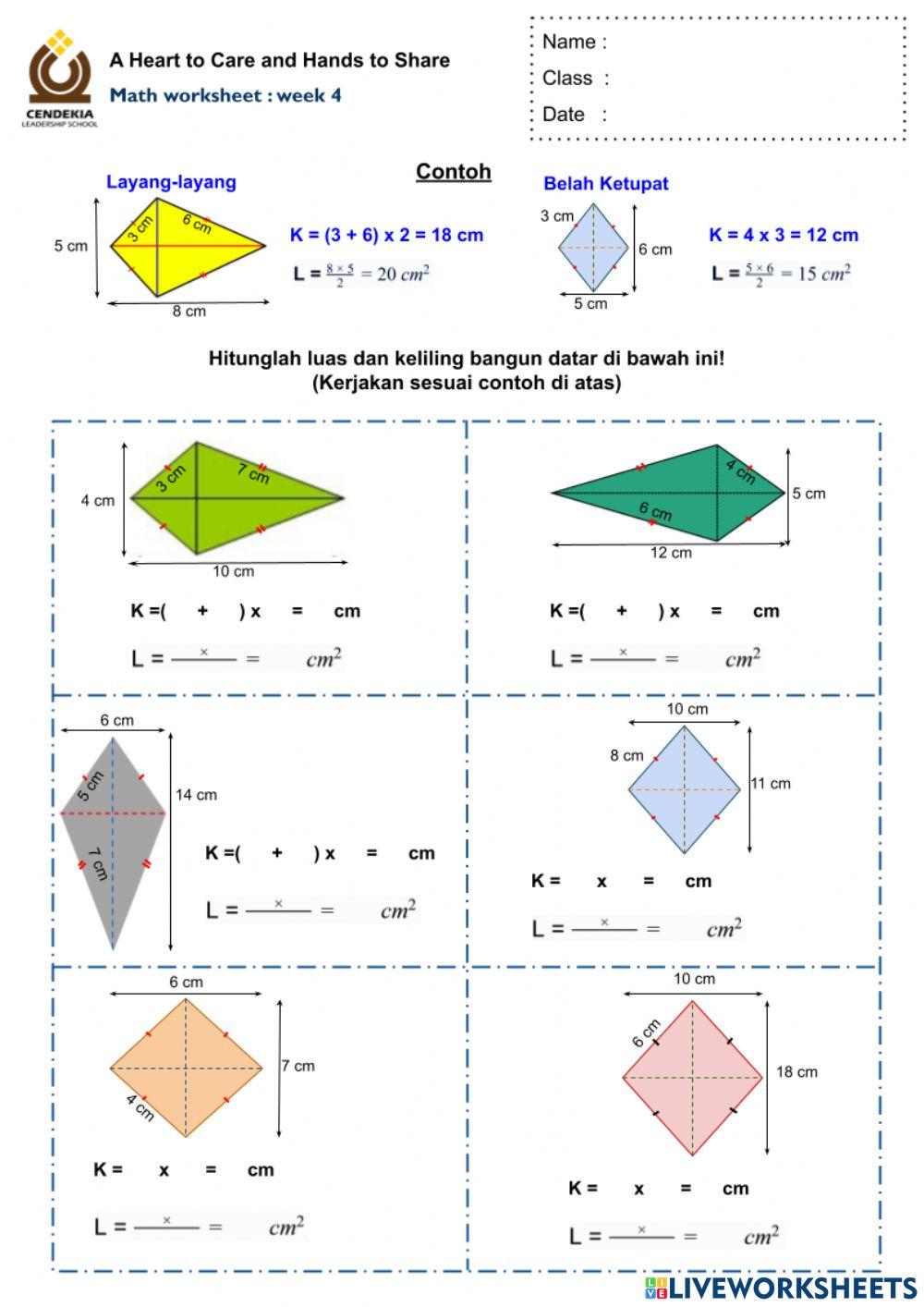 Luas dan keliling Layang-Layang dan Belah Ketupat