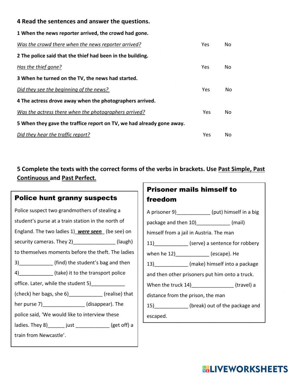 Vocabulary and Grammar - news and past tenses