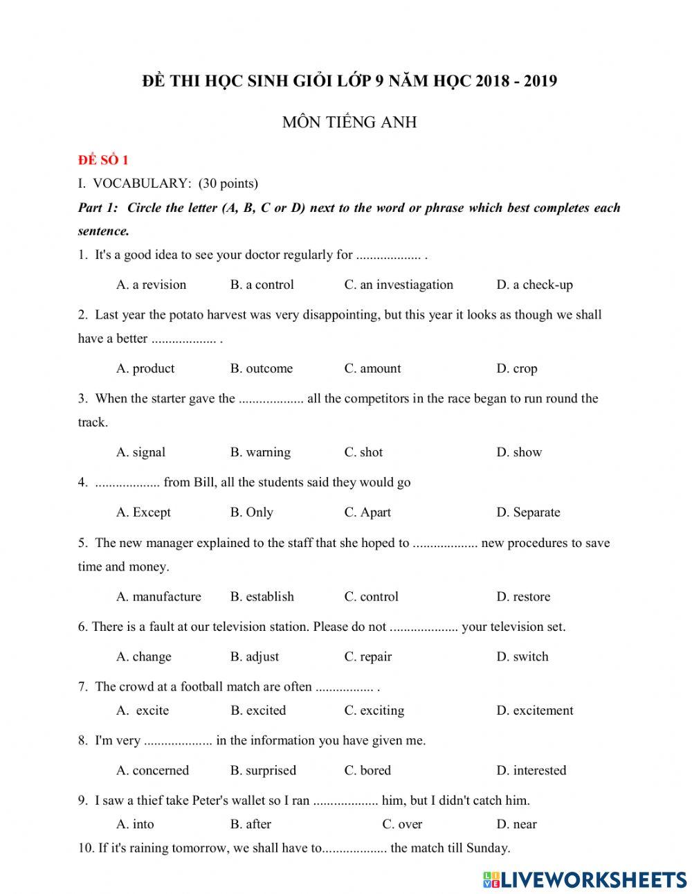 Hsg 9 de 1 2018-2019 Voc-cloze text
