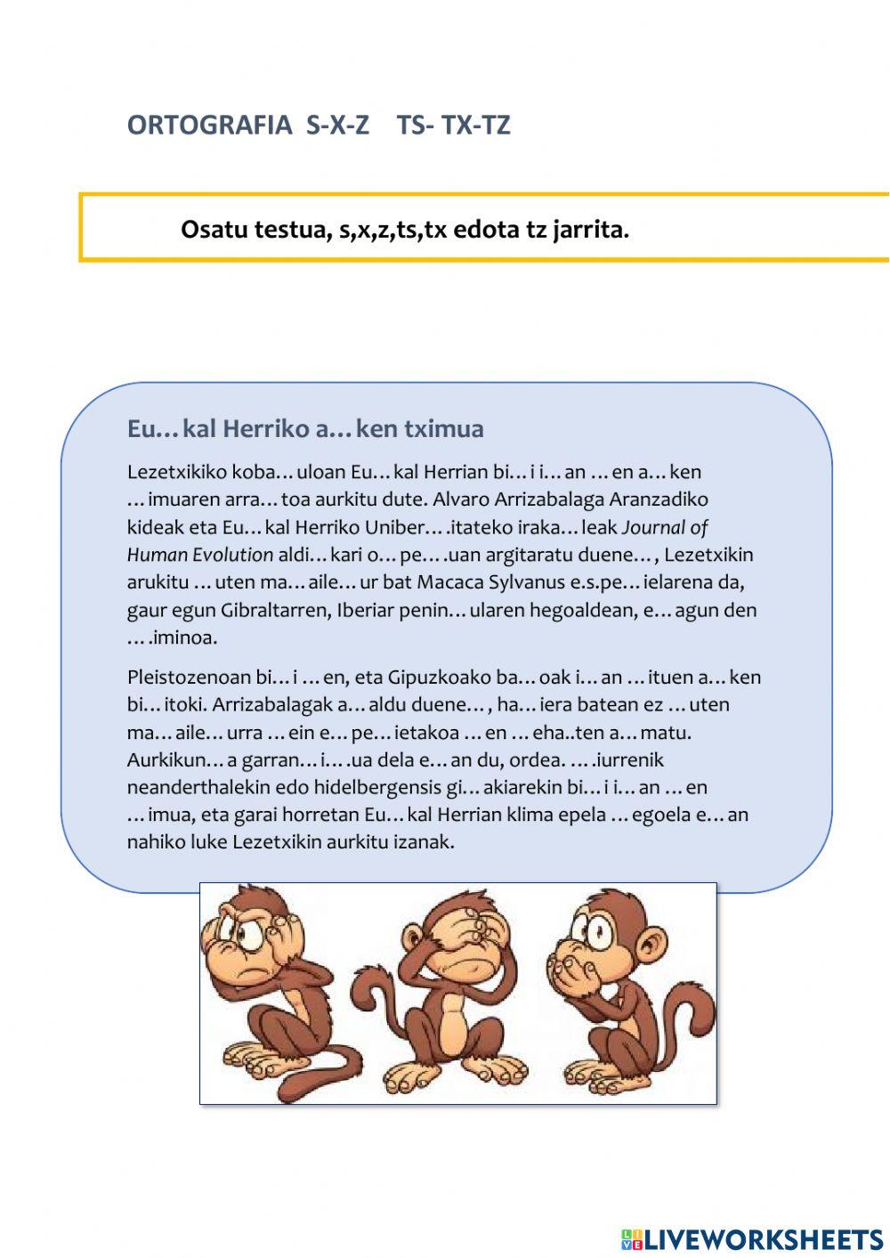 ORTOGRAFIA S-X-Z TS-TX-TZ  II