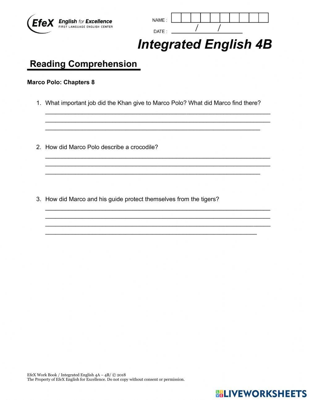 IE 4B Reading COmprehensions chp 8