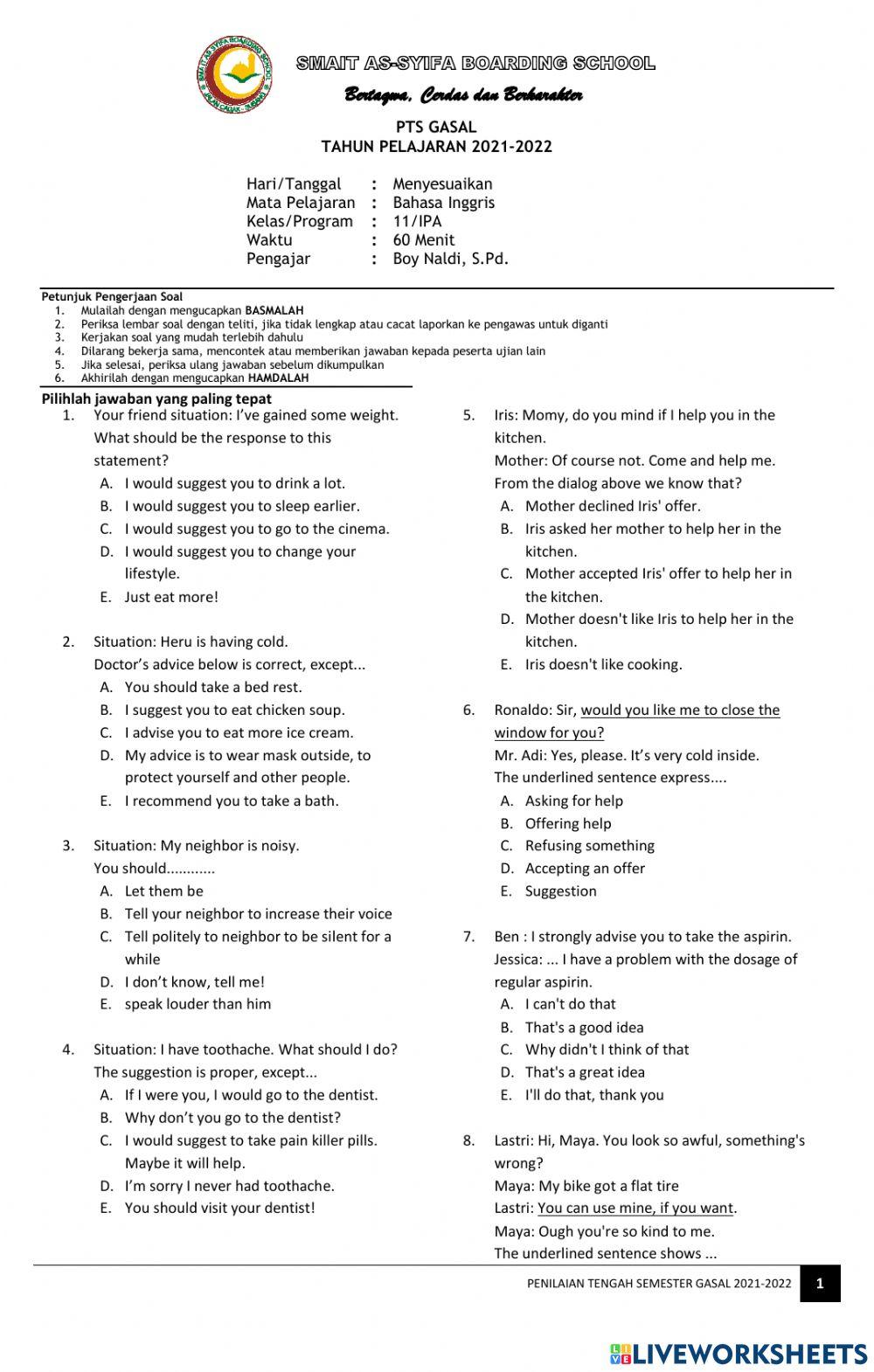 Penilaian Tengah Semester Gasal