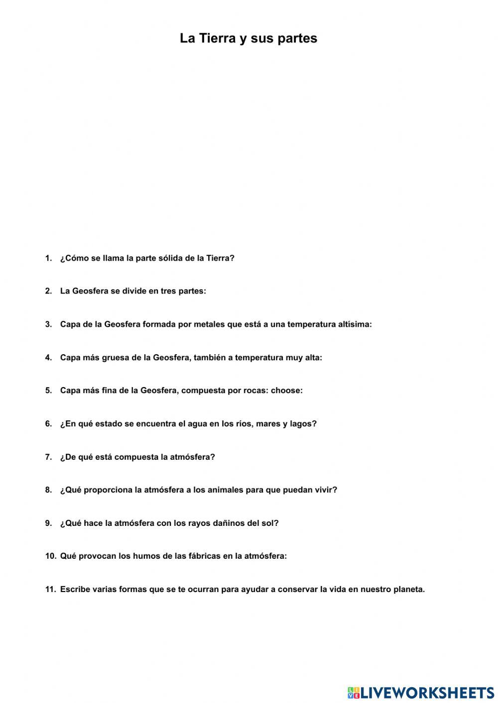 La Tierra y sus partes