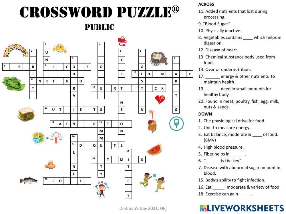 Pdf online activity: CrossWord Puzzle Live Worksheets