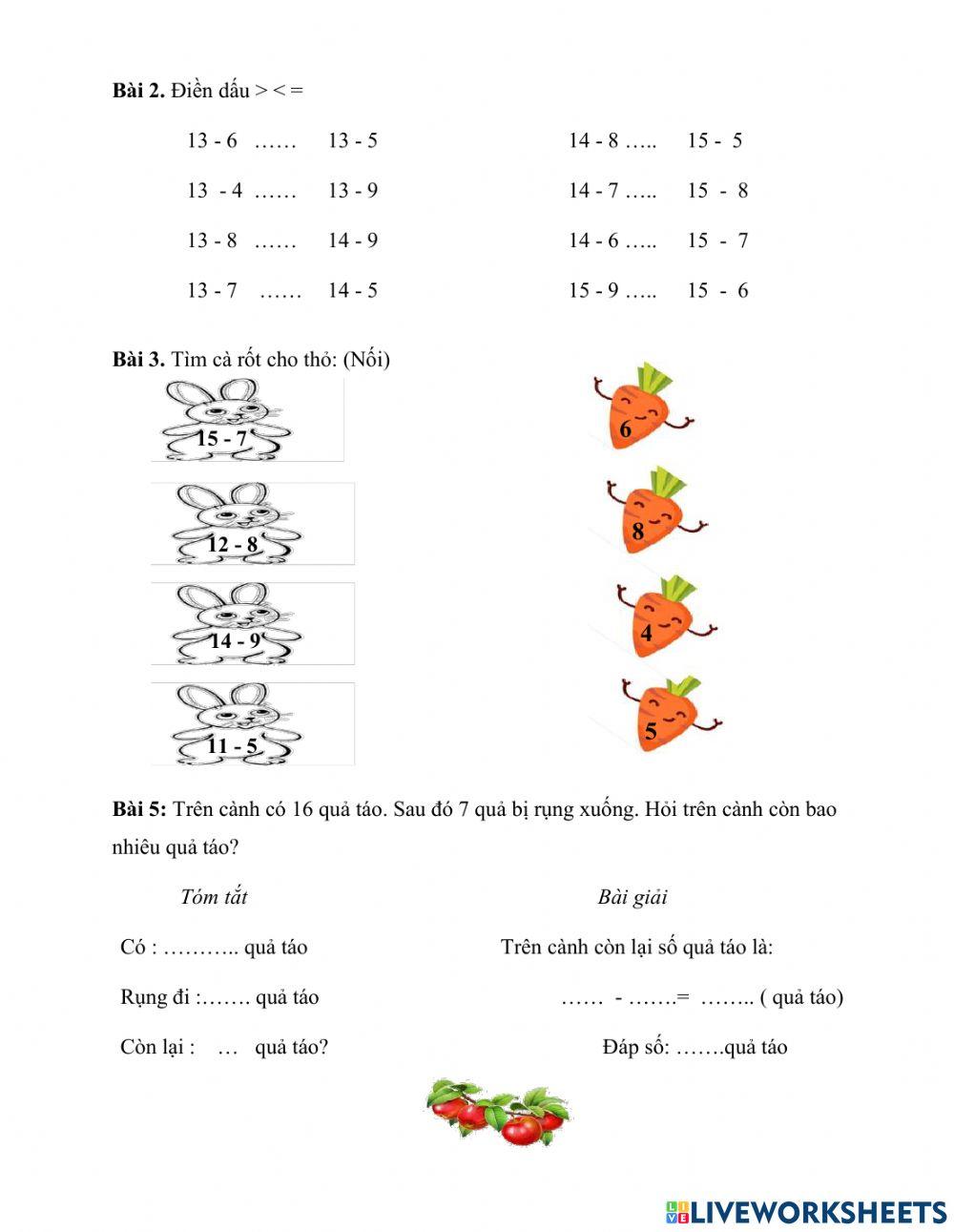 Phiếu Toán cuối tuần 6