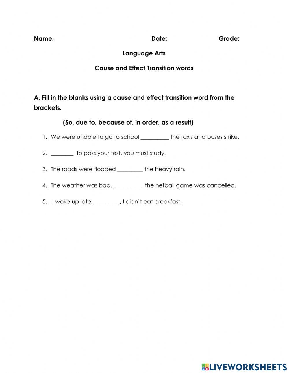 cause-and-effect-transition-words-online-exercise-for-live-worksheets