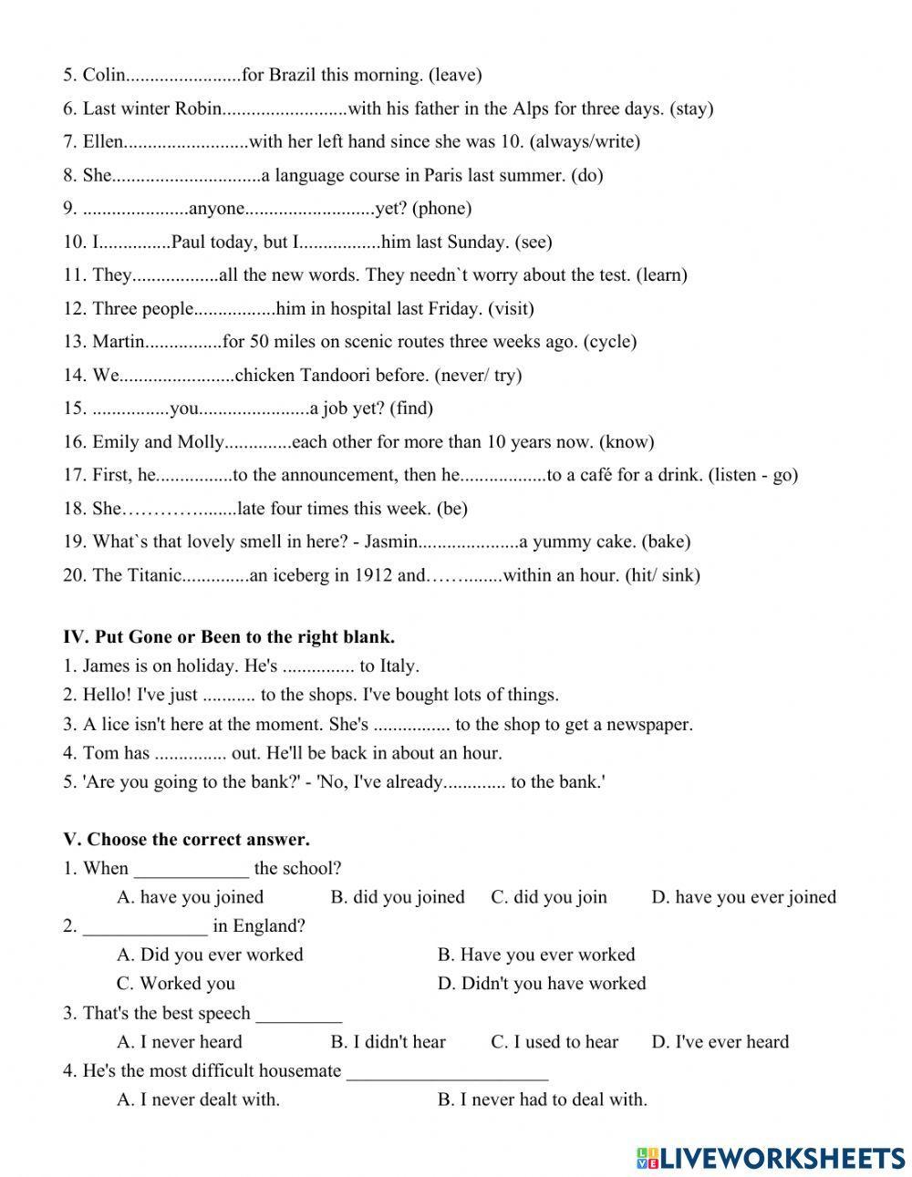 Present perfect & Past simple