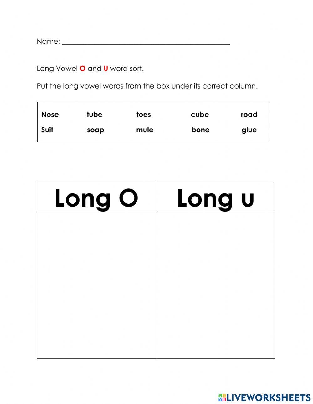 Long Vowel O and U