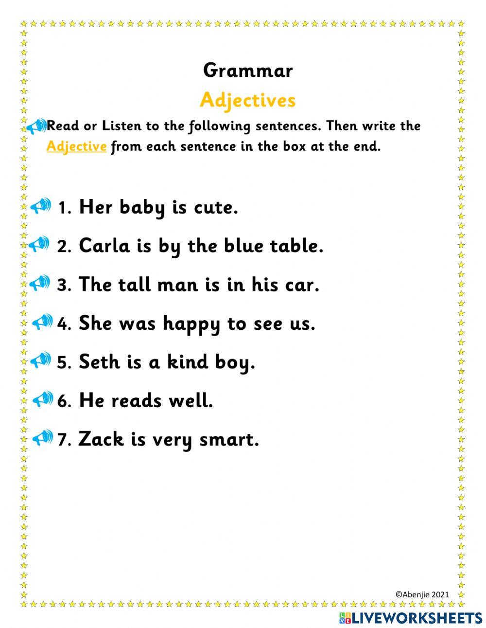Adjectives Adjectives