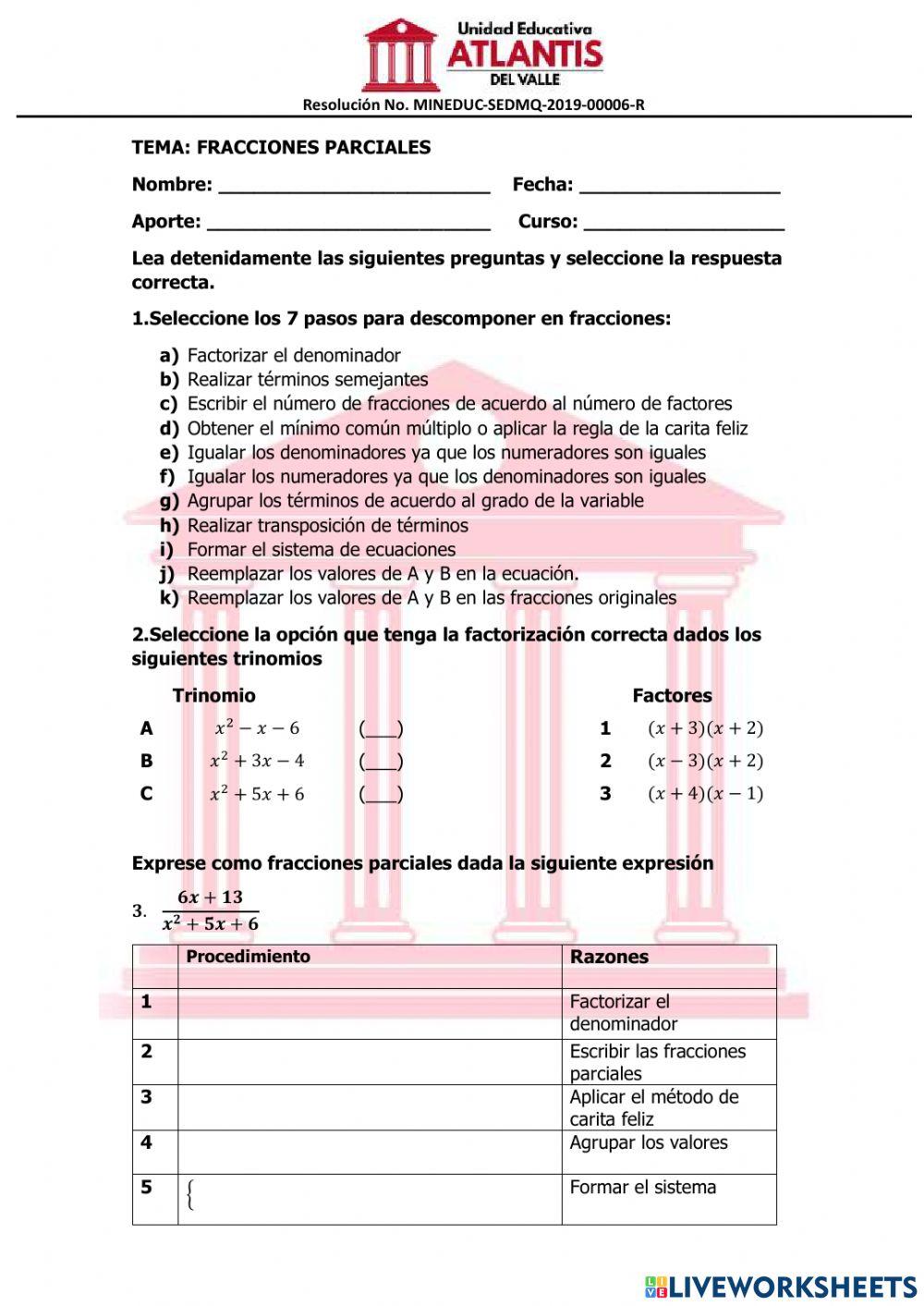 Fracciones parciales