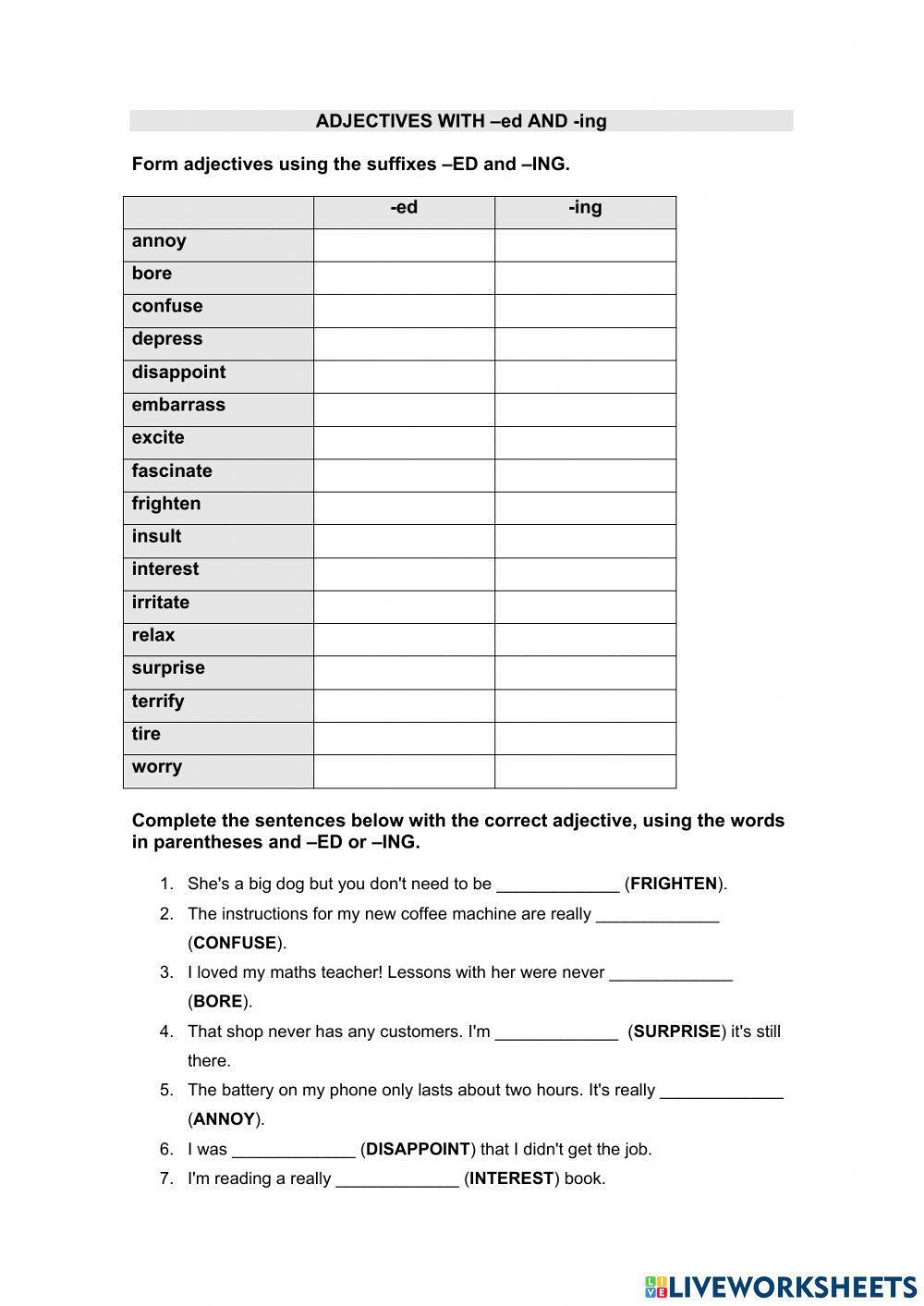 Adjectives with -ED and -ING
