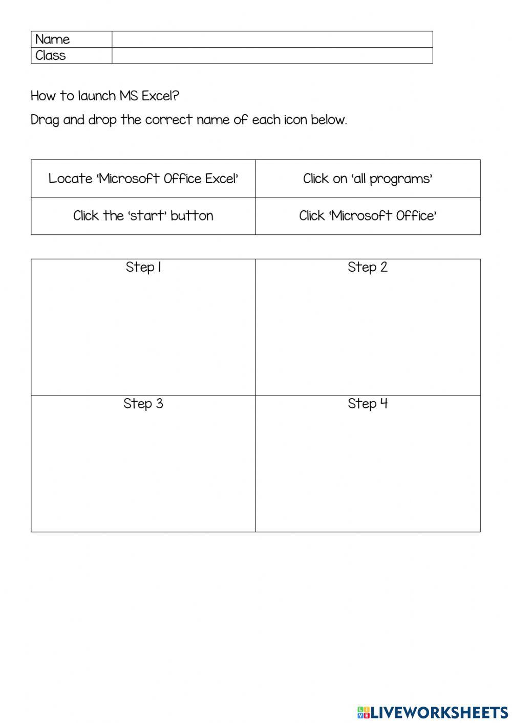 Introduction to ms excel online exercise for live worksheets