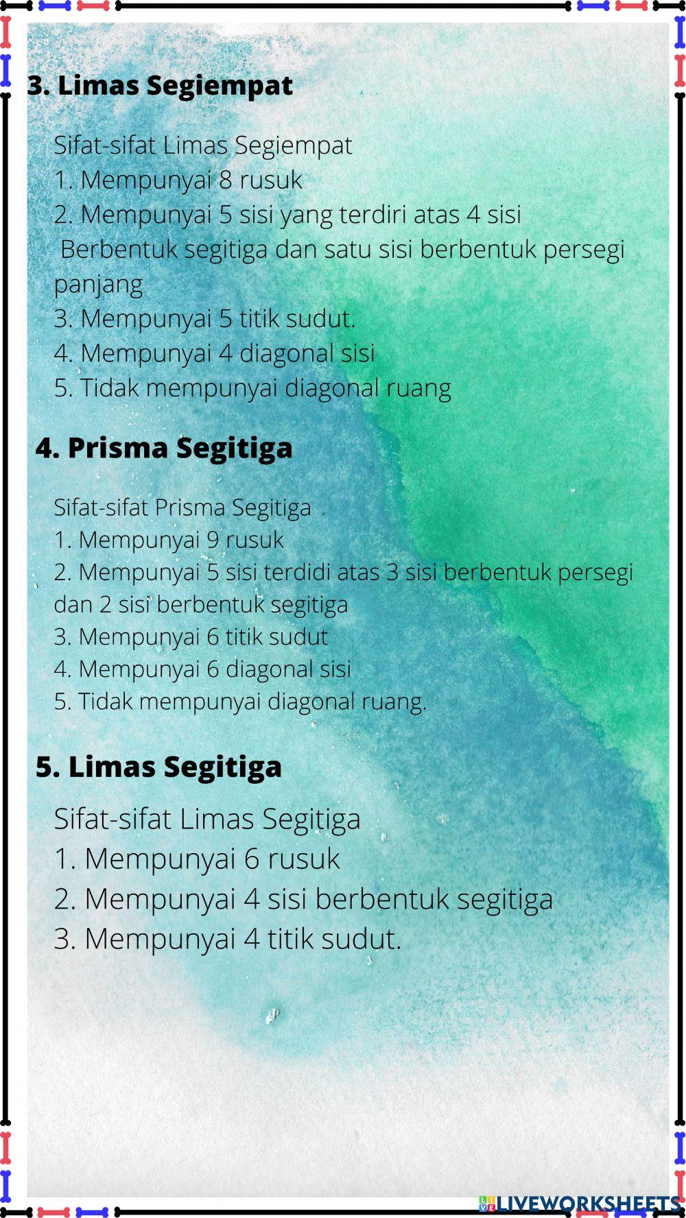 Sifat-sifat bangun ruang dan bangun datar