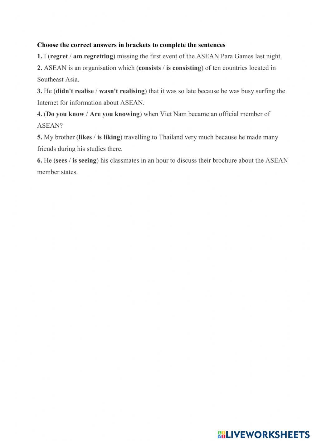 Supply the state verbs in correct tenses