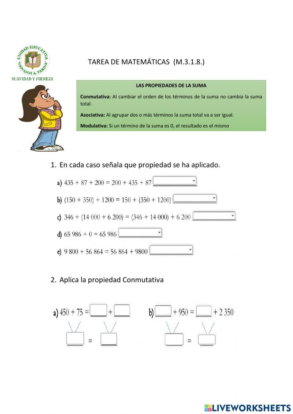 Propiedades de la suma Propiedades de la suma
