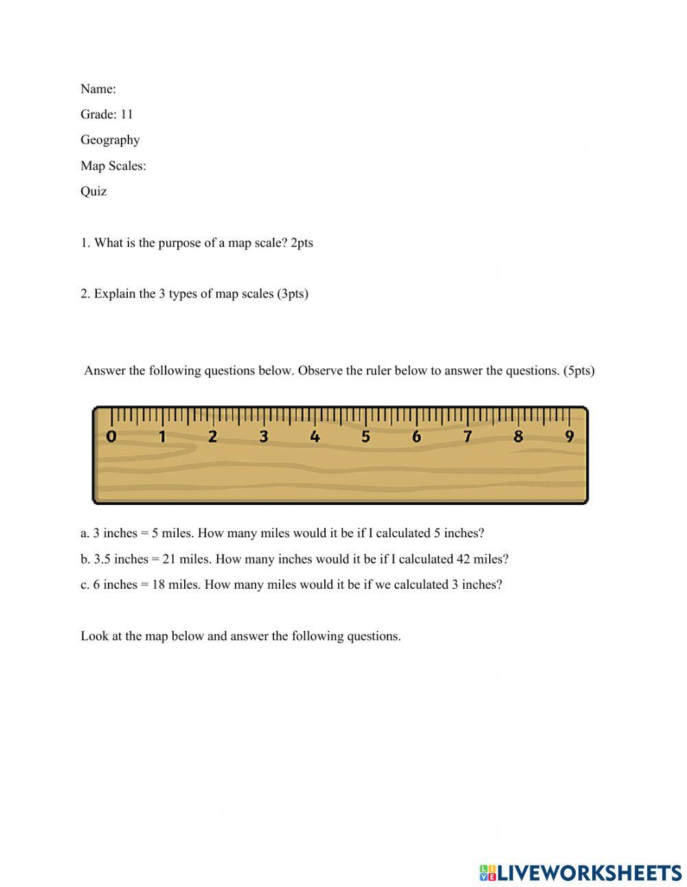Map Scale Quiz Grade 11