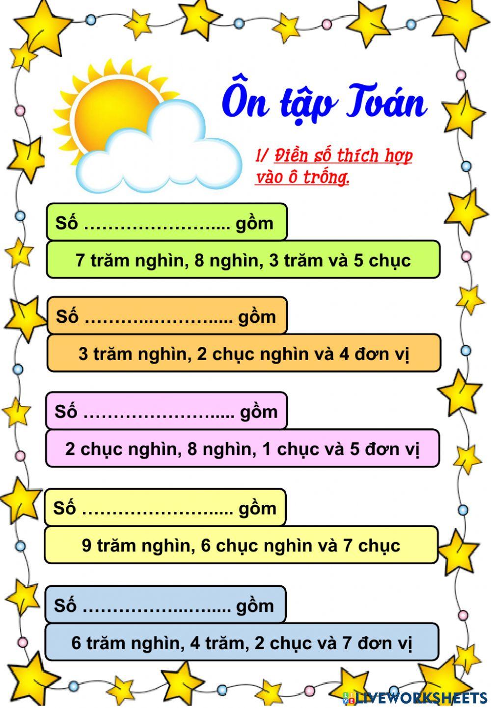 Ôn Toán 4 Tuần 2a