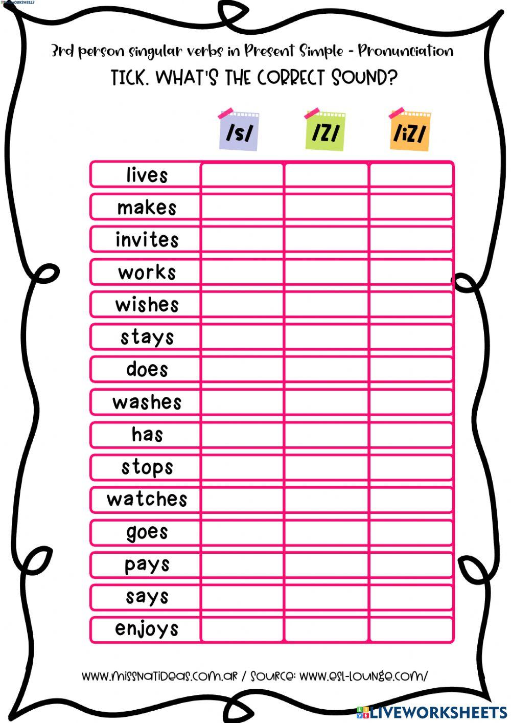 Pronunciation of -s - practice