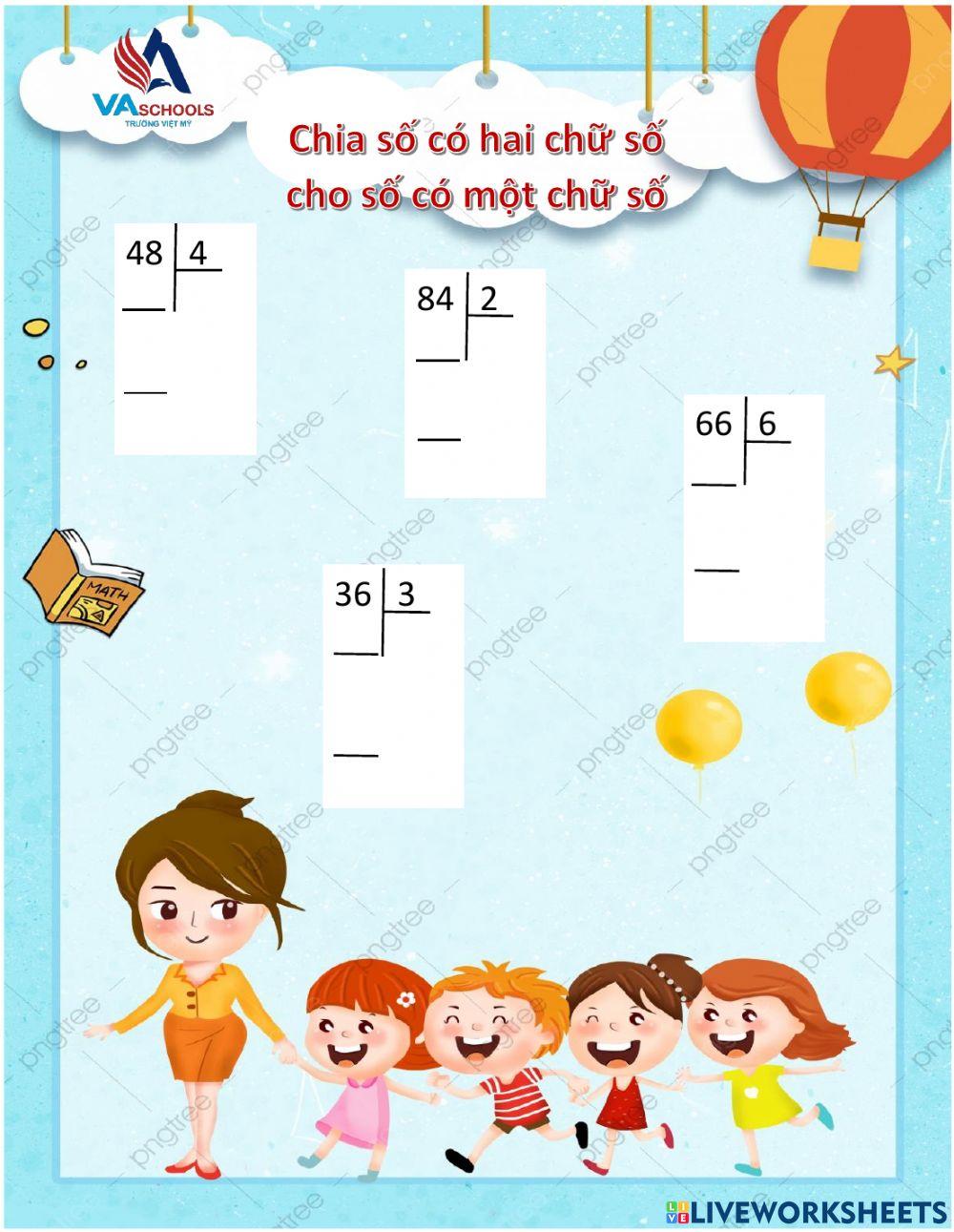 Chia số có hai chữ số với số có một chữ số Chia số có hai chữ số với số có một chữ số