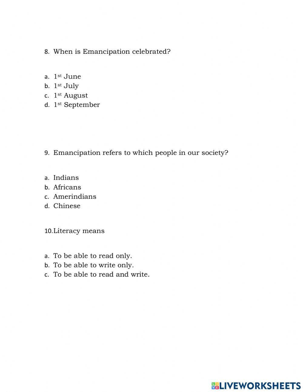 Social Studies Practice