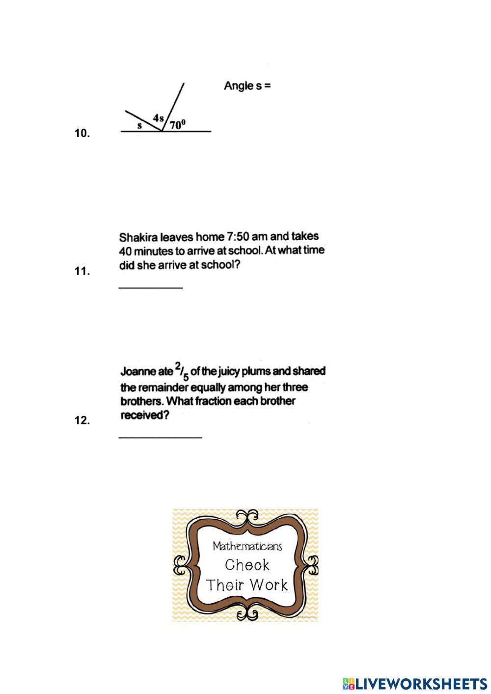 Mathematics Review 4