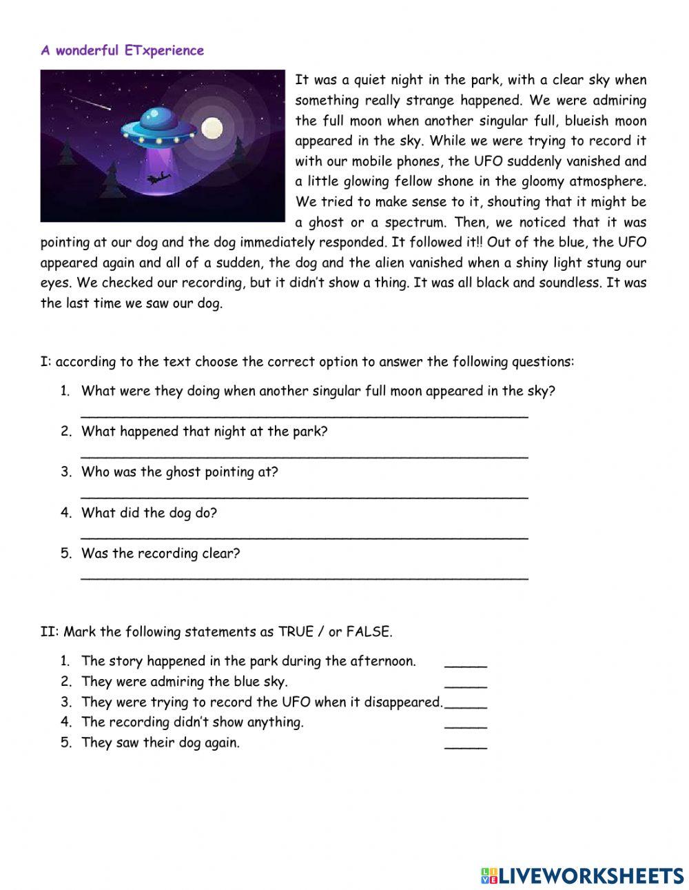 UFO past simple  vs progre