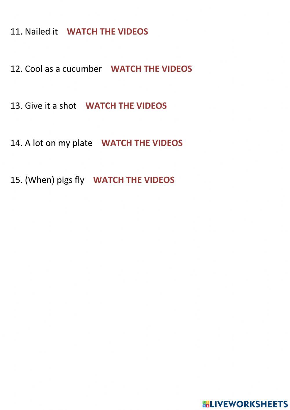 Examples of idioms 1