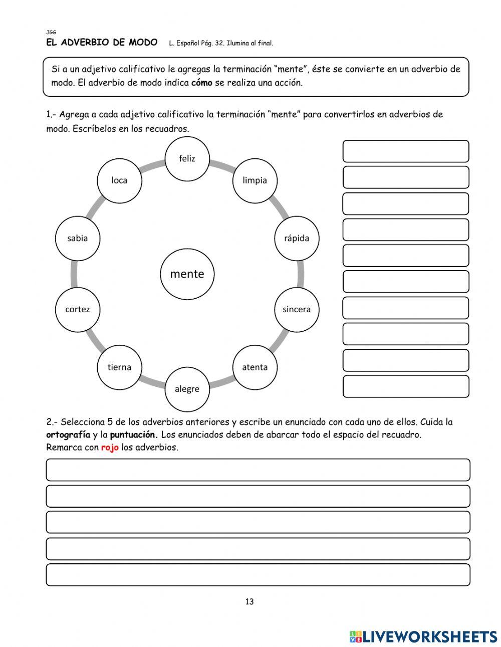 Los adverbios de modo