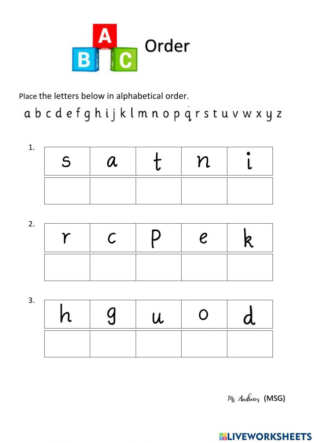 ABC Order- letters