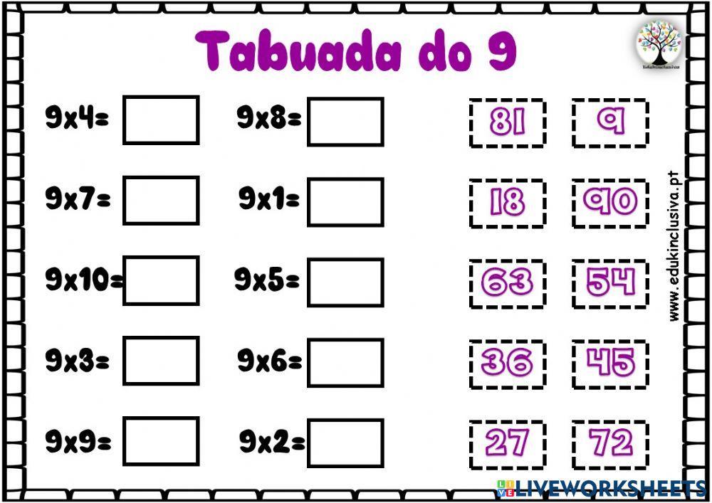 Jogo interativo – tabuada do 9