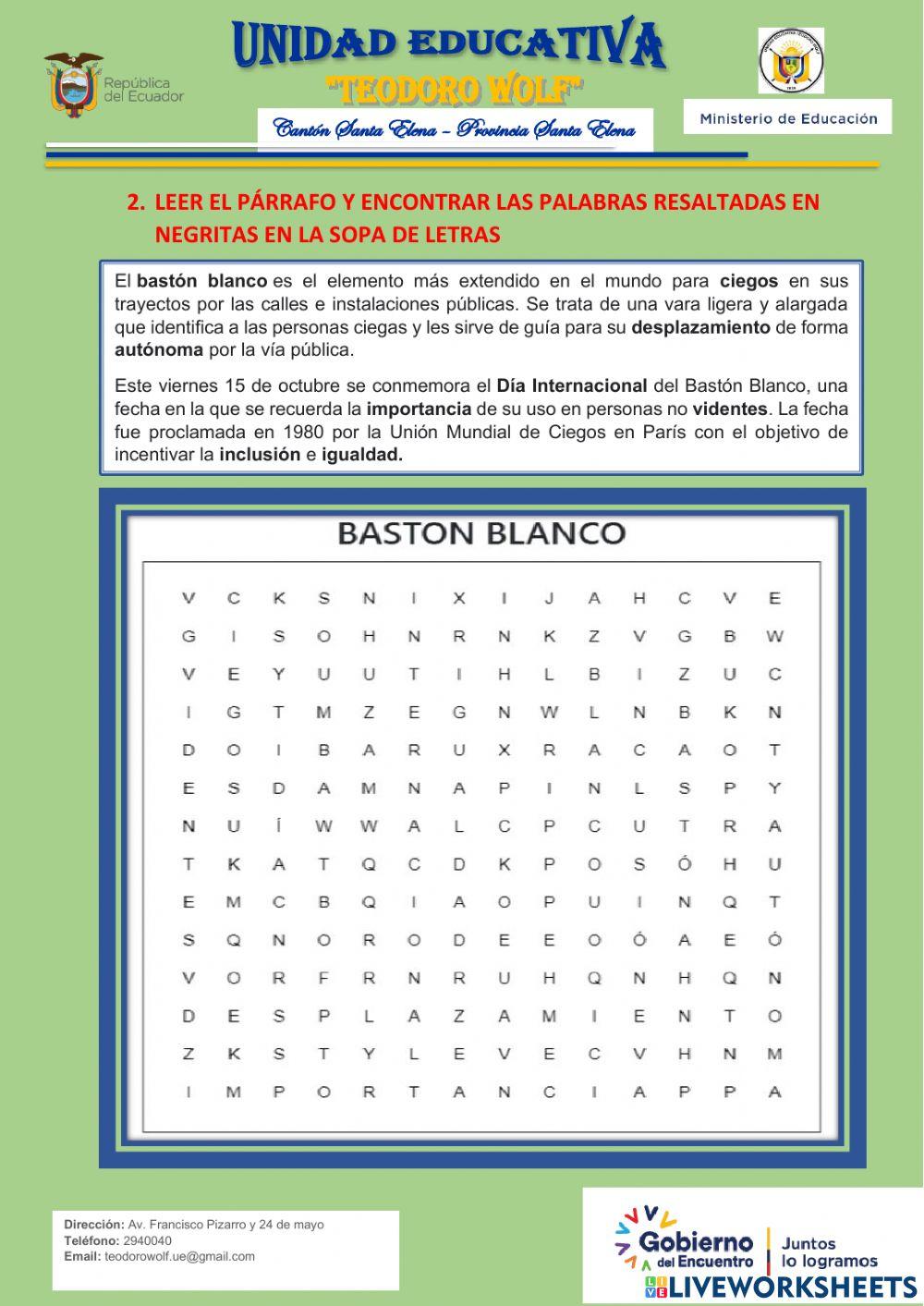 15 octubre dia internacional baston blanco